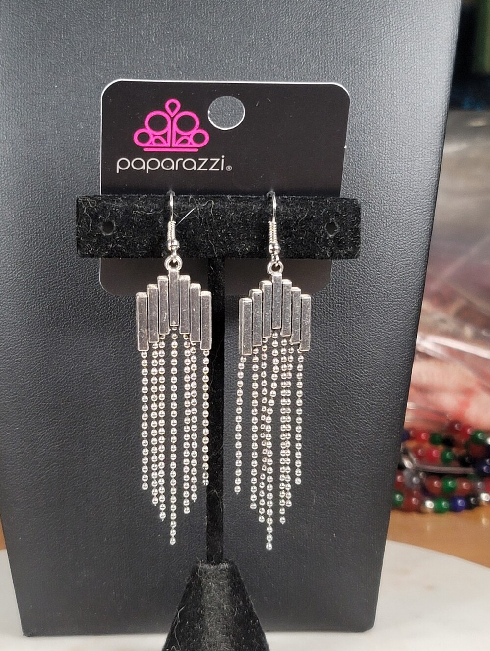 paparazzi Silver Fringe Cascade Drop Earrings